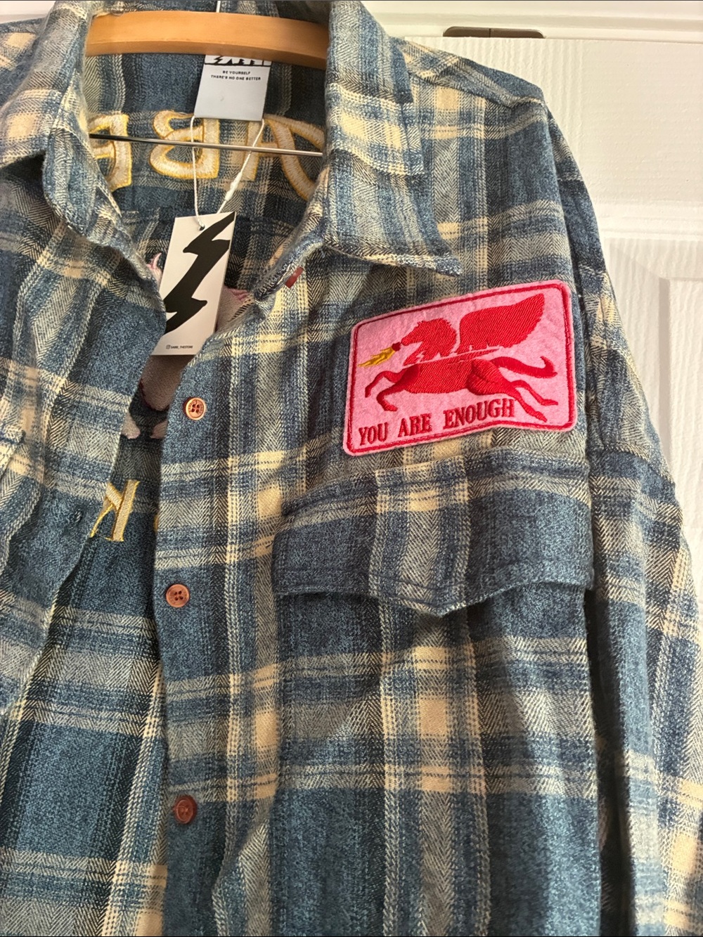 NWT Sabbi THE HORSE POWER FLANNEL SHIRT - BLUE - L - Picture 7 of 10